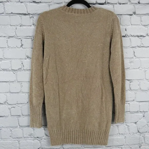Women's Chenille Scoop Neck Long Sleeve Sweater - Picture 3 of 4
